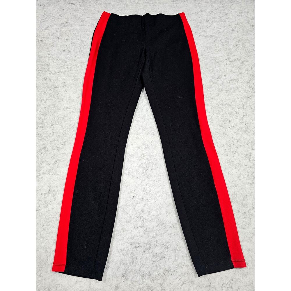 Lauren Ralph Lauren Side-Stripe Ponte Leggings, Black/Red, Black Label, Sz S - Picture 2 of 10